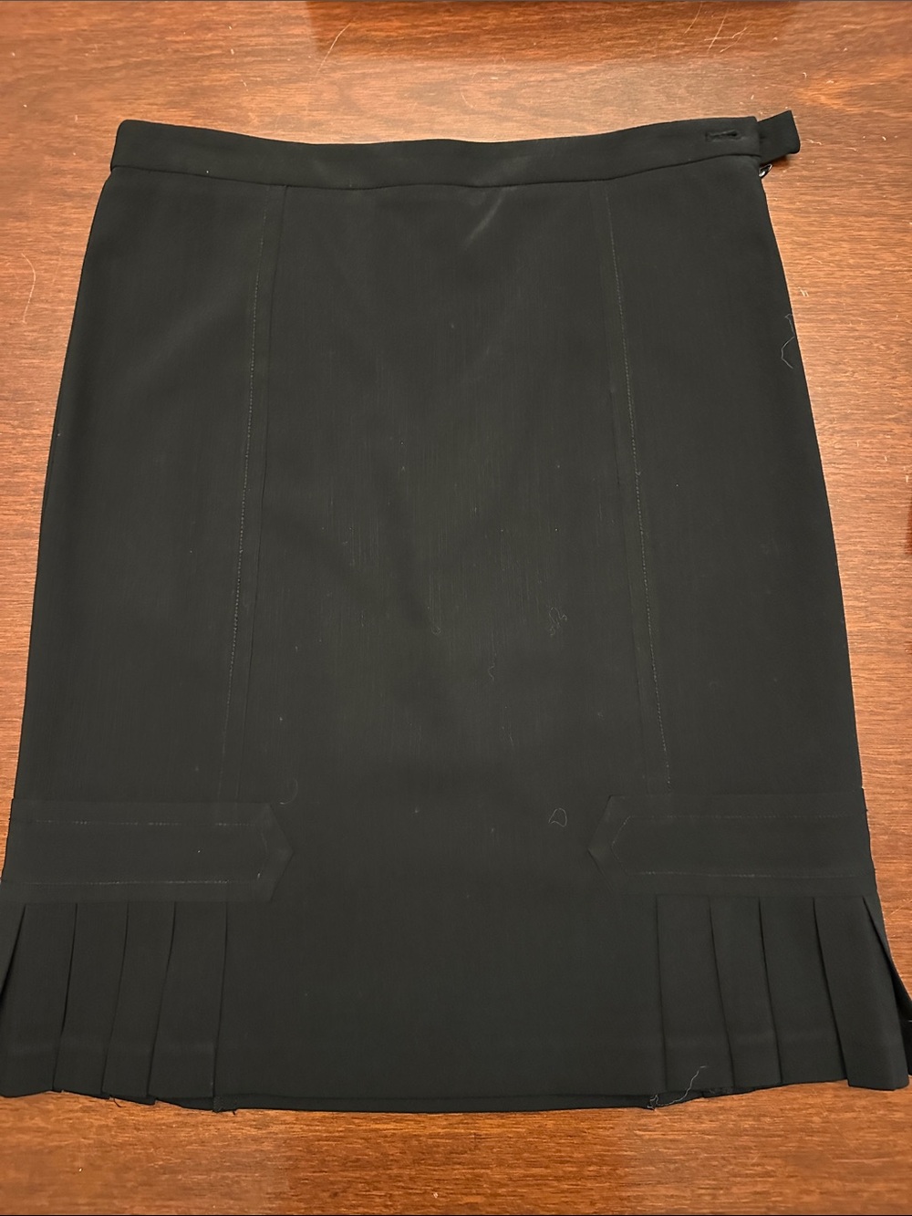 Sophie Max Black Pencil Skirt with Pleated Hem